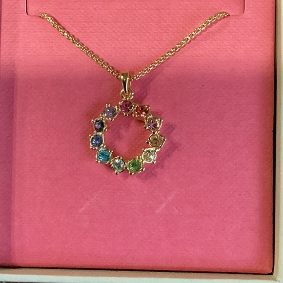 Ted Baker Cresar Gold Toned Crystal Hoop Pendant necklace NWT - Picture 3 of 4